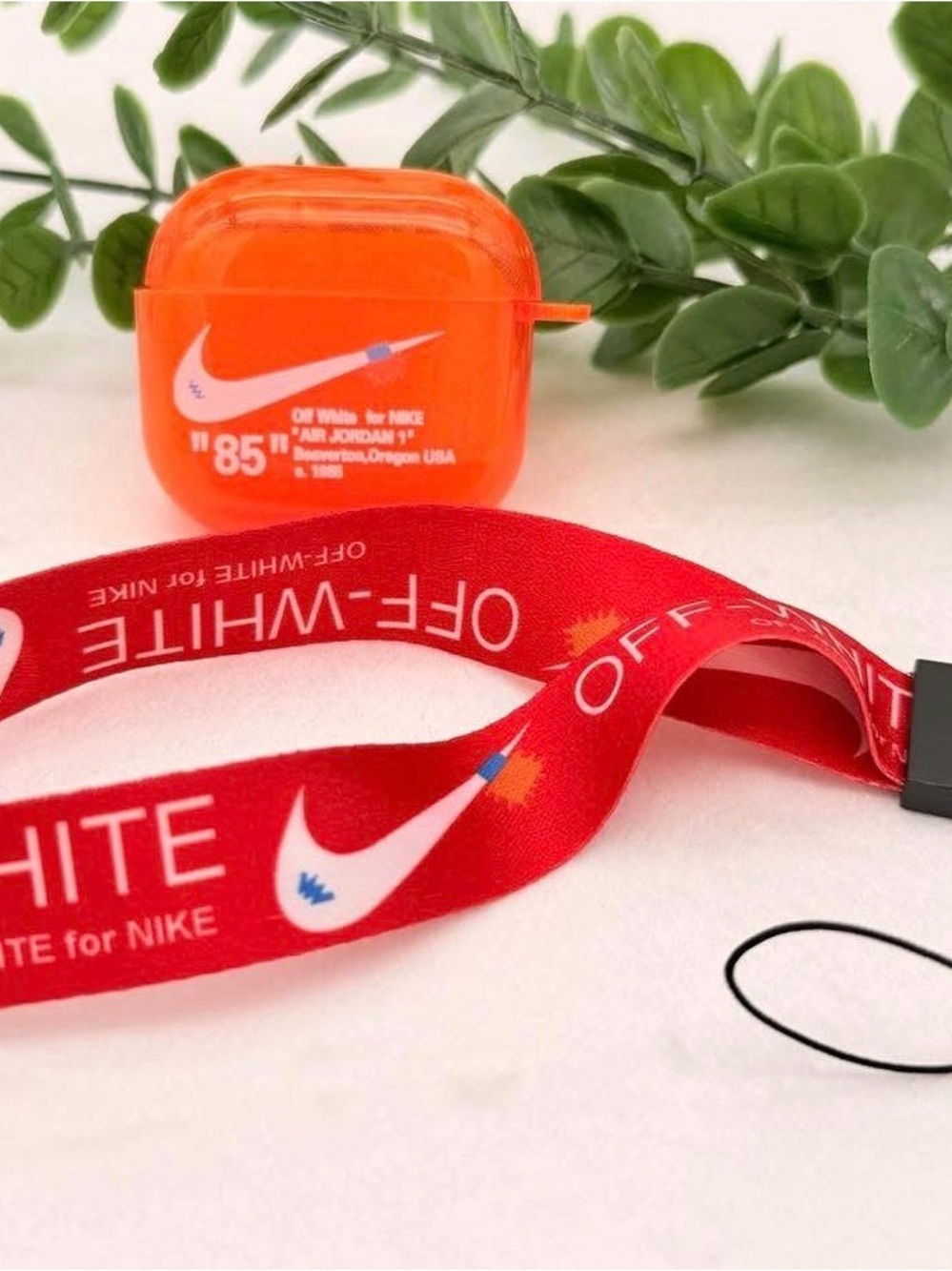 Off-White x Nike Red Lanyard with Orange Case